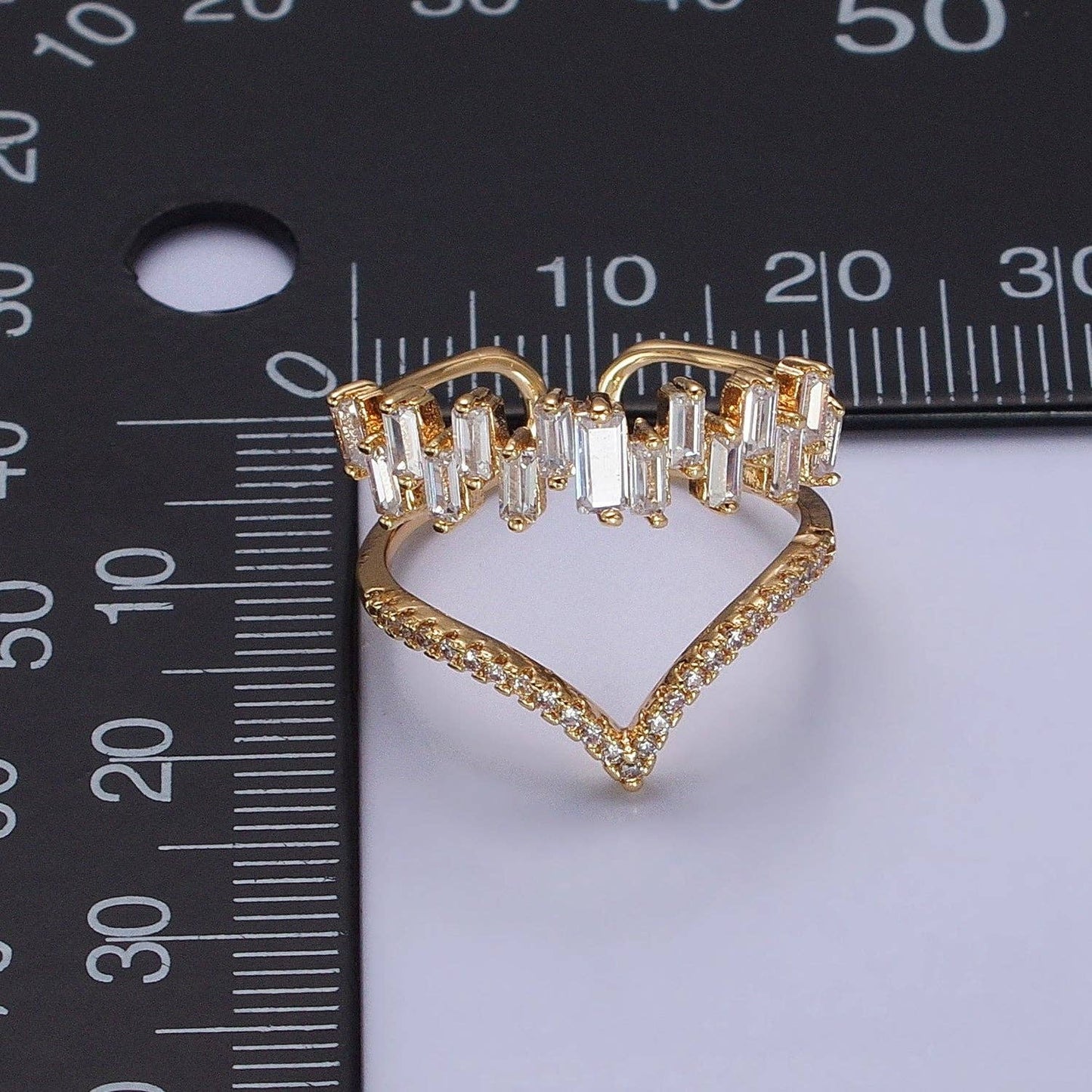 Gold Plated Curve Baguette Ring