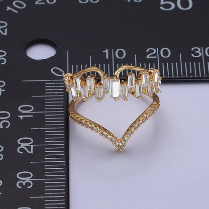 Gold Plated Curve Baguette Ring