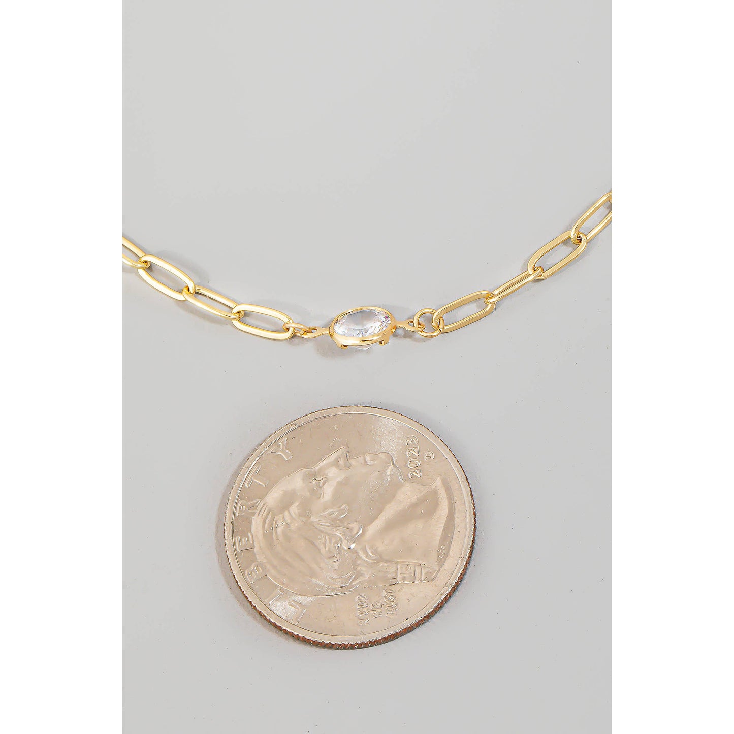 Mixed Rhinestone Station Charms Chain Necklace