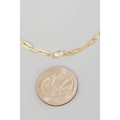 Mixed Rhinestone Station Charms Chain Necklace