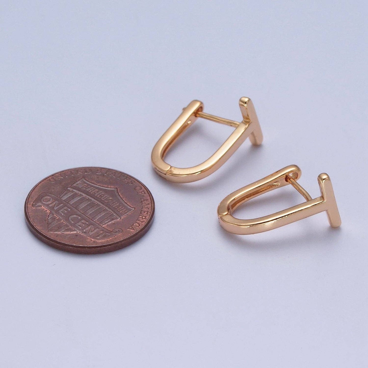 24K Gold Filled T Huggie Hoop Earring