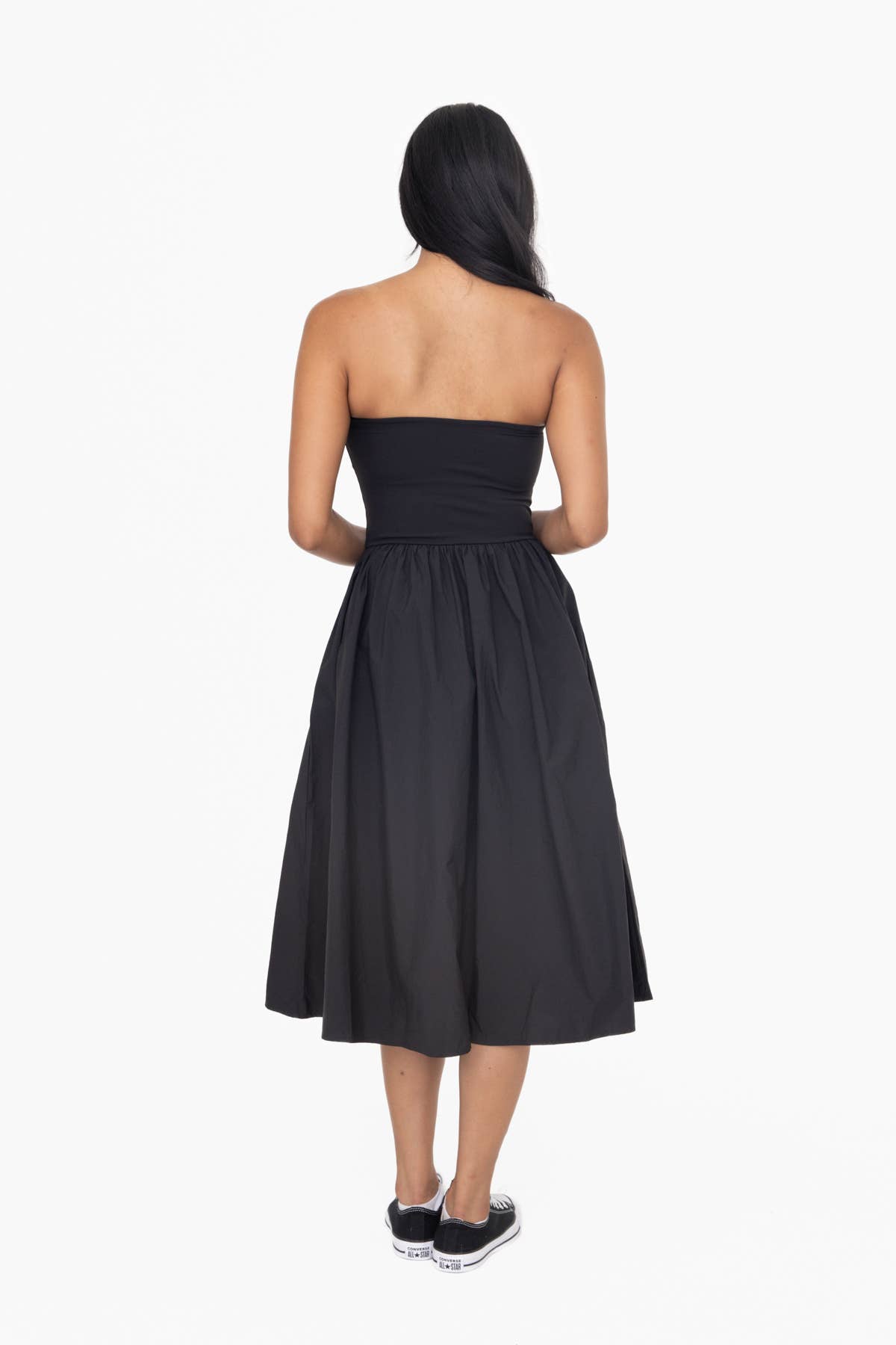 Strapless Flared Midi Dress