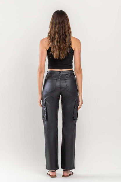 Vervet HIGH RISE 90'S COATED ANKLE CROP CARGO DAD JEANS