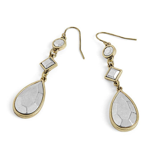 Faceted Metal Dangle Earrings - Mixed Metal - Lake City Boutique